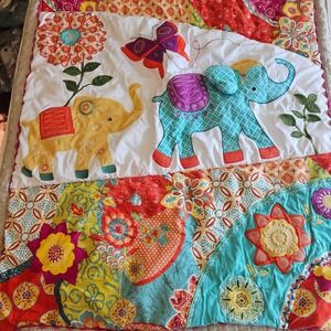 Levtex Baby Zahara Elephant Nursery Baby Blanket Quilt Crib Comforter 42x34